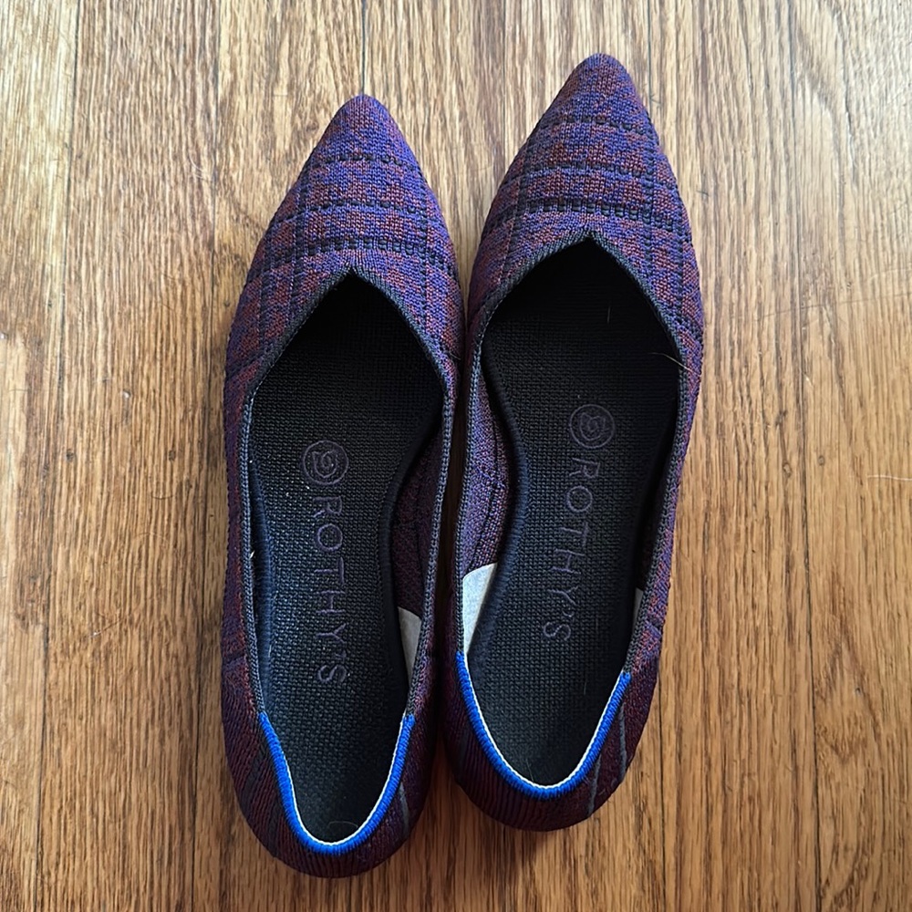 Rothys Cranberry Plaid Flat Shoes Gem